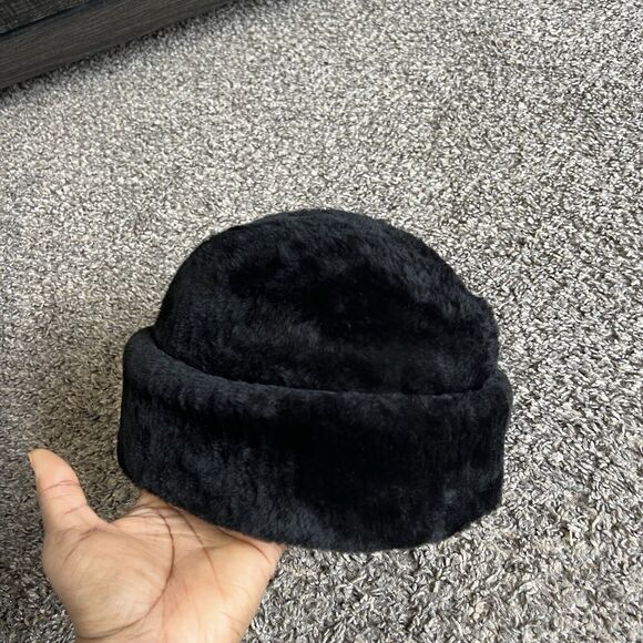 Vintage Stetson Black Genuine Mouton Fur Hat Adult Size Medium M Union Made - Picture 4 of 11